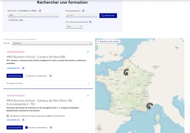 Rechercher une formation en phase complémentaire de Parcoursup